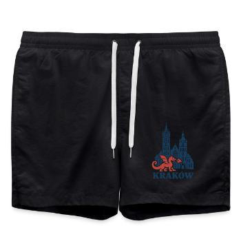 Krakauer Wawel-Drache und St.-Marien-Kirche - Badeshorts - Schwarz - Vorne - AI Model Male 185 light (185cm)