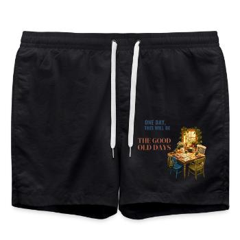 Eines Tages werden das die guten alten Zeiten sein - Badeshorts - Schwarz - Vorne - AI Model Male 185 light (185cm)