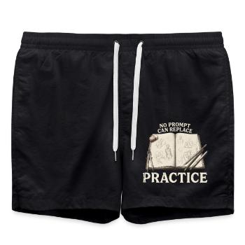 Stop KI No Prompt Can Replace Practice - Badeshorts - Schwarz - Vorne - AI Model Male 185 light (185cm)