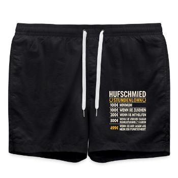 Stundelohn Satire Grafik - Badeshorts - Schwarz - Vorne - AI Model Male 185 light (185cm)