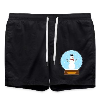 Schneemann in Schneekugel - Badeshorts - Schwarz - Vorne - AI Model Male 185 light (185cm)