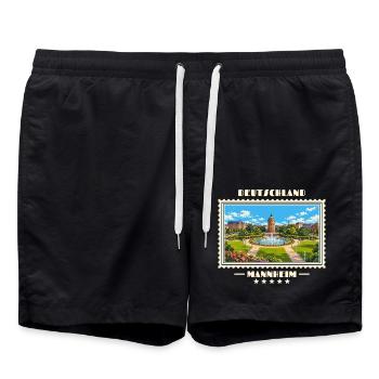 Deutschland Mannheim Vintage Reisemarke - Badeshorts - Schwarz - Vorne - AI Model Male 185 light (185cm)