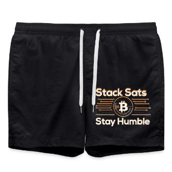 Stack Sats Stay Humble - Badeshorts - Schwarz - Vorne - AI Model Male 185 light (185cm)