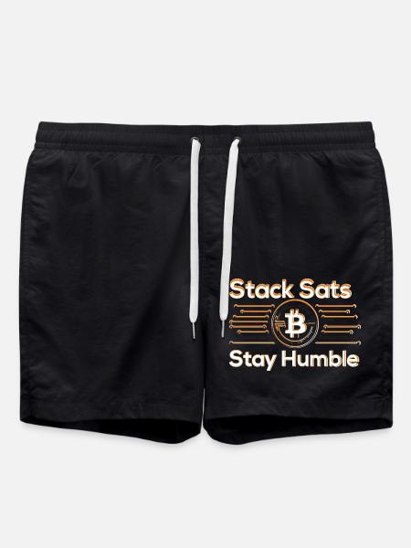Stack Sats Stay Humble - Badeshorts - Schwarz
