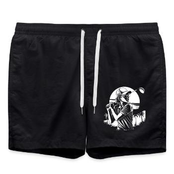 Golf Frau Skizze - Badeshorts - Schwarz - Vorne - AI Model Male 185 light (185cm)