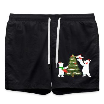 Eis-Weihnachtsbaumbären - Badeshorts - Schwarz - Vorne - AI Model Male 185 light (185cm)