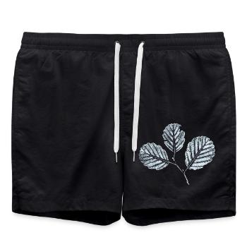 Erlenblatt / Blätter an Zweig der Schwarzerle  - Badeshorts - Schwarz - Vorne - AI Model Male 185 light (185cm)