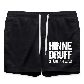 Hinne Druff Steht Ah Was Pfälzer Spruch Humor - Badeshorts - Schwarz - Vorne - AI Model Male 185 light (185cm)