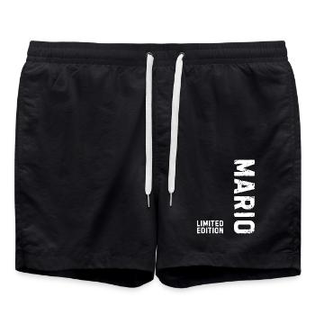 Mario Limited Edition Geburtstagsgeschenk - Badeshorts - Schwarz - Vorne - AI Model Male 185 light (185cm)