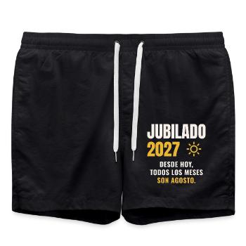 Ruhestand 2027 - Badeshorts - Schwarz - Vorne - AI Model Male 185 light (185cm)