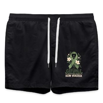 Mentale Gesundheit Bewusstsein Depressionen  - Badeshorts - Schwarz - Vorne - AI Model Male 185 light (185cm)