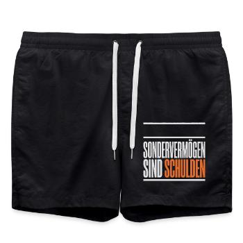 Sondervermögen sind Schulden Satire - Badeshorts - Schwarz - Vorne - AI Model Male 185 light (185cm)