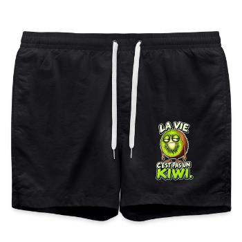 Das Leben ist kein Kiwi – Blaseres Kiwi und Humor - Badeshorts - Schwarz - Vorne - AI Model Male 185 light (185cm)