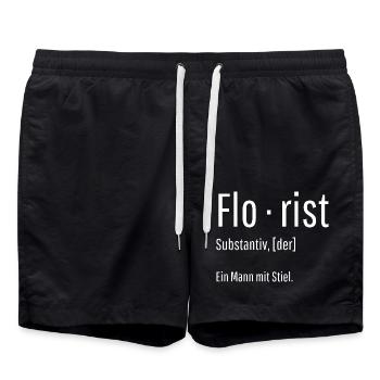 Florist Substantiv Definition Blumen Geschenk - Badeshorts - Schwarz - Vorne - AI Model Male 185 light (185cm)