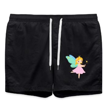 Kleine Comic Fee Flügel Rosa Zauberstab T-Shirt - Badeshorts - Schwarz - Vorne - AI Model Male 185 light (185cm)
