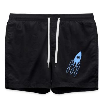 Blau Raketen Silhouette - Badeshorts - Schwarz - Vorne - AI Model Male 185 light (185cm)