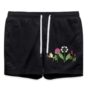 Narzisse Blumen Wiesenknopf Rotklee Bärlauch - Badeshorts - Schwarz - Vorne - AI Model Male 185 light (185cm)