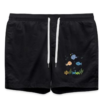 Seeteufel Unterwasser Kinder Nautilus Fisch Meer - Badeshorts - Schwarz - Vorne - AI Model Male 185 light (185cm)