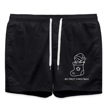 My First Christmas  - Badeshorts - Schwarz - Vorne - AI Model Male 185 light (185cm)