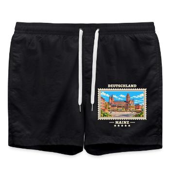 Deutschland Mainz Vintage Reisemarke - Badeshorts - Schwarz - Vorne - AI Model Male 185 light (185cm)
