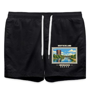Deutschland Oberhausen Vintage Reisemarke - Badeshorts - Schwarz - Vorne - AI Model Male 185 light (185cm)