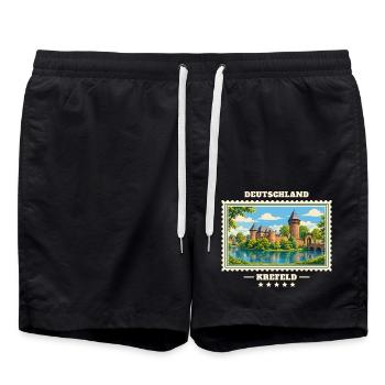 Deutschland Krefeld Vintage Reisemarke - Badeshorts - Schwarz - Vorne - AI Model Male 185 light (185cm)