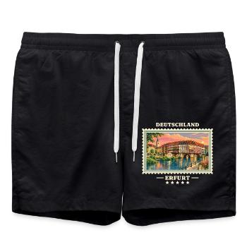 Deutschland Erfurt Vintage Reisemarke - Badeshorts - Schwarz - Vorne - AI Model Male 185 light (185cm)