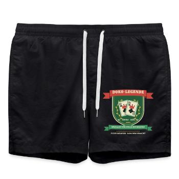 Doppelkopf Legende – Doko Kartenspiel Hochzeit - Badeshorts - Schwarz - Vorne - AI Model Male 185 light (185cm)
