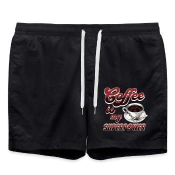 Kaffee ist meine Superkraft - Badeshorts - Schwarz - Vorne - AI Model Male 185 light (185cm)