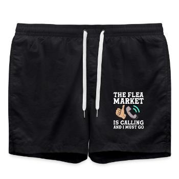 Flohmarkt Trödelmarkt - Badeshorts - Schwarz - Vorne - AI Model Male 185 light (185cm)