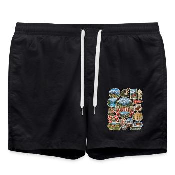 Österreich Reisesticker - Badeshorts - Schwarz - Vorne - AI Model Male 185 light (185cm)