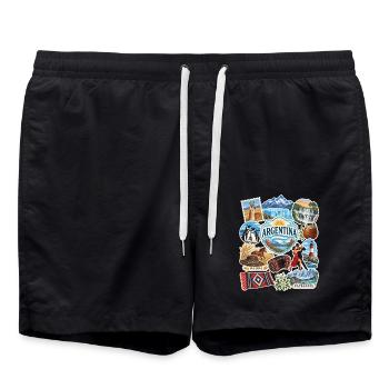 Argentinien Reisesticker - Badeshorts - Schwarz - Vorne - AI Model Male 185 light (185cm)