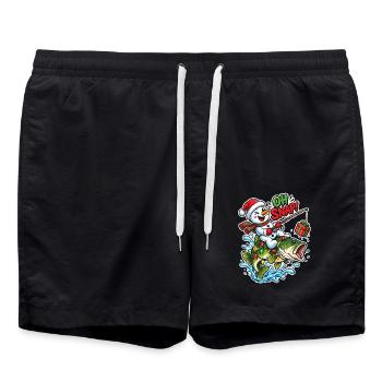 Schneemann fängt Großfisch – Oh Snap - Badeshorts - Schwarz - Vorne - AI Model Male 185 light (185cm)