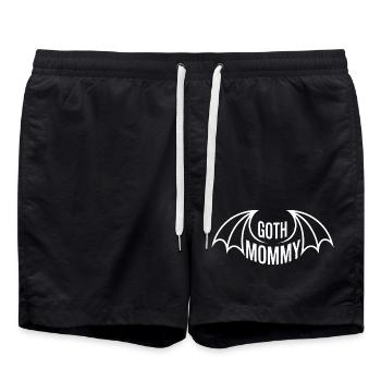 Goth-Mama-Fledermausflügel-Grafik - Badeshorts - Schwarz - Vorne - AI Model Male 185 light (185cm)