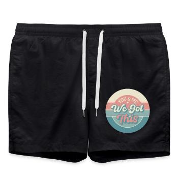 You & Me – We Got This Retro Liebe - Badeshorts - Schwarz - Vorne - AI Model Male 185 light (185cm)