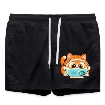 Katzenbaby am Fischglas Aquarium - Badeshorts - Schwarz - Vorne - AI Model Male 185 light (185cm)
