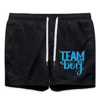 Team Boy Baby Shower Geschlechterenthüllung Eltern - Badeshorts - Schwarz - Vorne - AI Model Male 185 light (185cm)