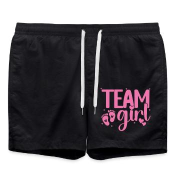 Team Girl Pink Heart Tiny Footprints Geschlechterenthüllung - Badeshorts - Schwarz - Vorne - AI Model Male 185 light (185cm)