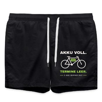 E-Bike Rentner 2027 - Badeshorts - Schwarz - Vorne - AI Model Male 185 light (185cm)