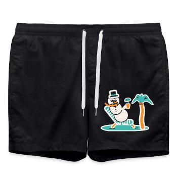 Schneemann im Liegestuhl - Badeshorts - Schwarz - Vorne - AI Model Male 185 light (185cm)