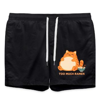 Zu Viel Ramen Lustige Gamer Katze Anime Kawaii - Badeshorts - Schwarz - Vorne - AI Model Male 185 light (185cm)