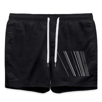 Design Stromkabel als parallele schräge Linien - Badeshorts - Schwarz - Vorne - AI Model Male 185 light (185cm)