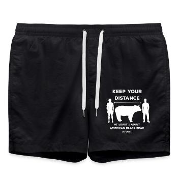 Keep your distance - 1 Schwarzbär Abstand - Badeshorts - Schwarz - Vorne - AI Model Male 185 light (185cm)