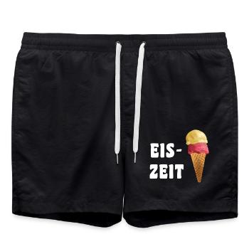 Eis-Zeit - Eistüte Wortspiel - Badeshorts - Schwarz - Vorne - AI Model Male 185 light (185cm)