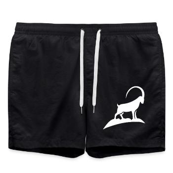 Steinbock-Silhouette auf Berg Mondlicht - Badeshorts - Schwarz - Vorne - AI Model Male 185 light (185cm)