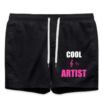 Cooler Künstler-Musik-Tee - Badeshorts - Schwarz - Vorne - AI Model Male 185 light (185cm)