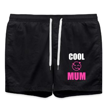 Coole Mama-Emoji-Herzen - Badeshorts - Schwarz - Vorne - AI Model Male 185 light (185cm)