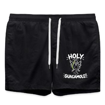 Holy Guacamole – Lustige und skurrile Engels-Avocado - Badeshorts - Schwarz - Vorne - AI Model Male 185 light (185cm)