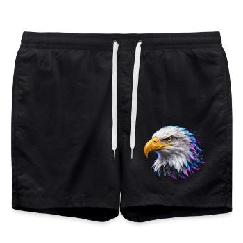 Digitaler Goldadler – Neon-Porträt - Badeshorts - Schwarz - Vorne - AI Model Male 185 light (185cm)