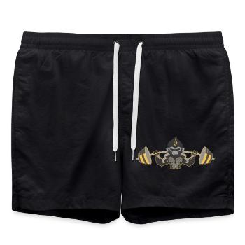 Gympanse Gorilla Affe Hantel Fitness Kraftsport - Badeshorts - Schwarz - Vorne - AI Model Male 185 light (185cm)